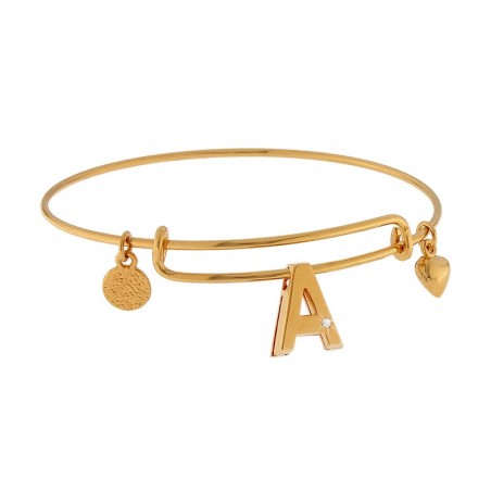 Gold plated bangle with initial letter A